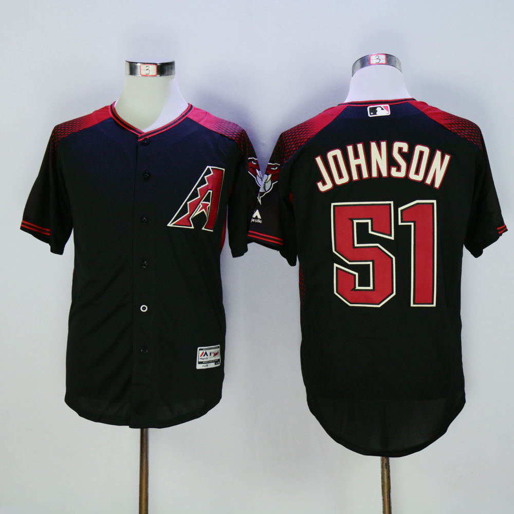 Men Arizona Diamondback #51 Johnson Black Throwback MLB Jerseys->arizona diamondback->MLB Jersey